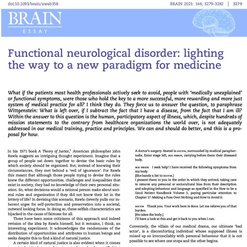 Functional neurological disorder: lighting the way to a new paradigm for medicine
